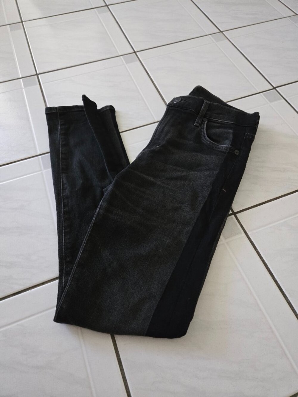Citizens of Humanity Rocket Crop High Rise Skinny Jeans Black Side Stripe 24